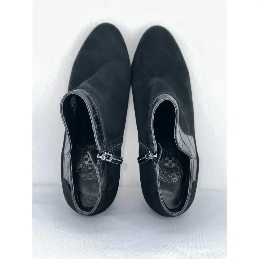 Vince Camuto Larmana Black Leather Side Zip Heel Bootie 9W